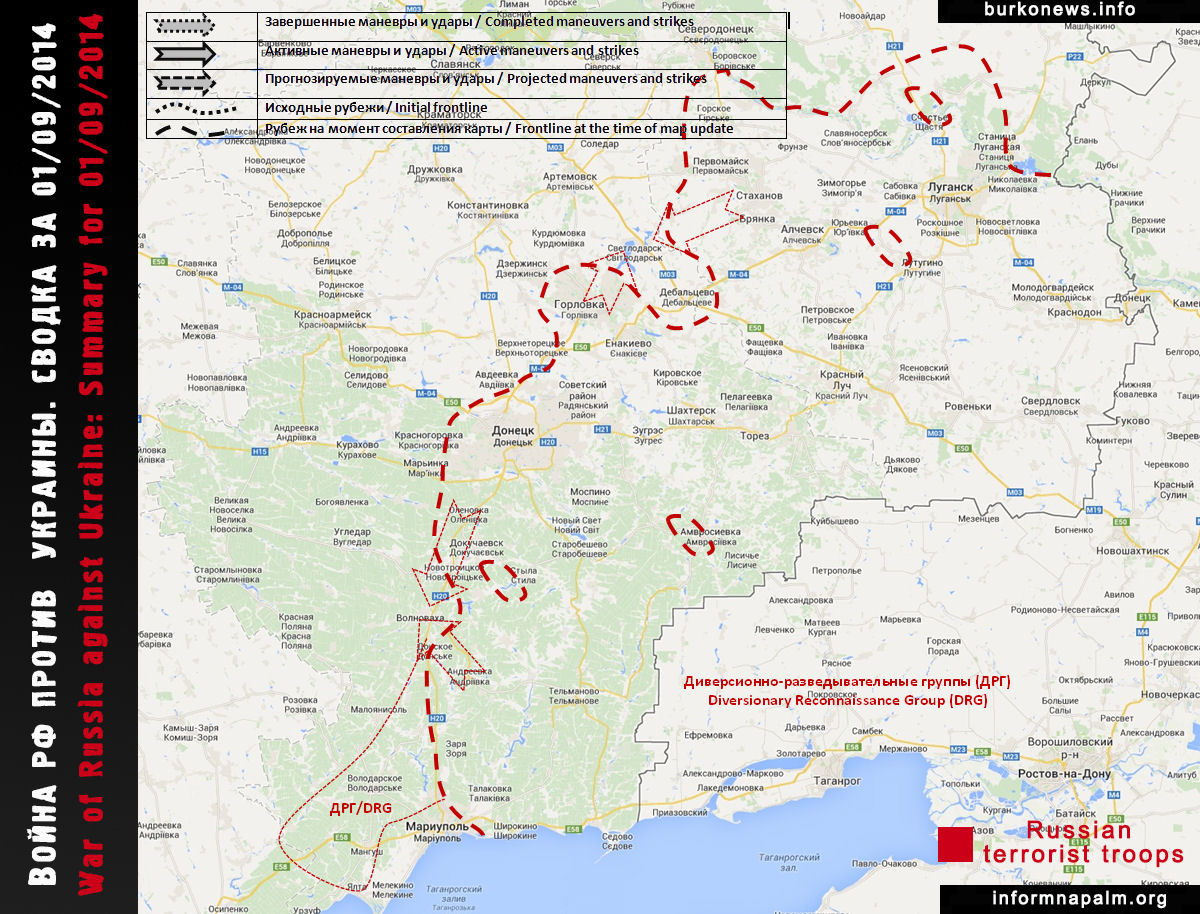Terrorist war of the Russian Federation against Ukraine: The Eastern Front as of September 1