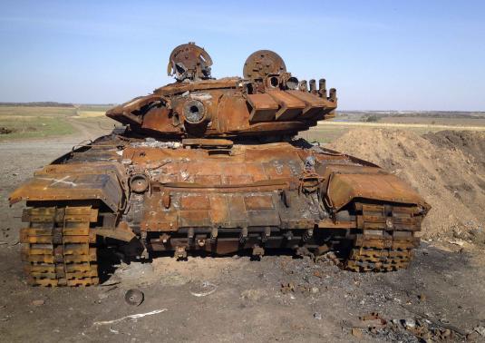 Ausgebrannte Panzer in der Ukraine deuten auf russische Beteiligung