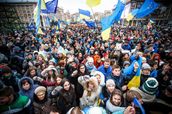 Ukrainians on the Maidan protesting the criminal and oppressive regime of Yanukovich, 2014