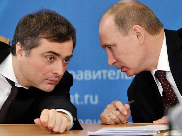 Vladimir Putin with his adviser Vladislav Surkov