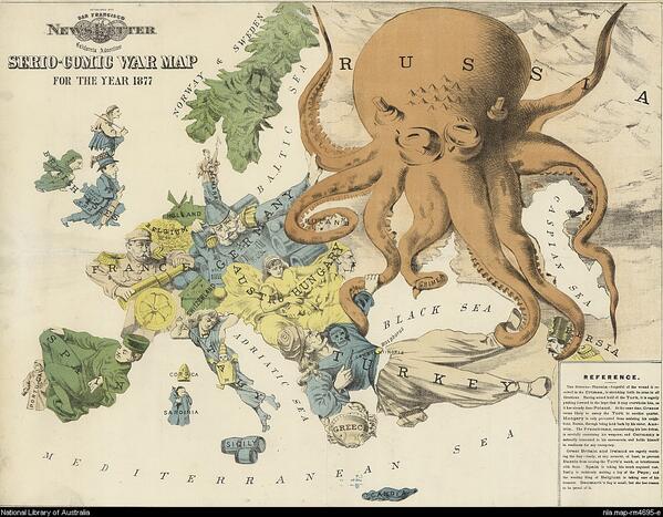 "Serio-comic" map of Europe during the Russo-Turkish War 1877