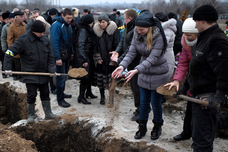 Funeral for a victim of the Russian-terrorist Grad strike on January 24, 2015