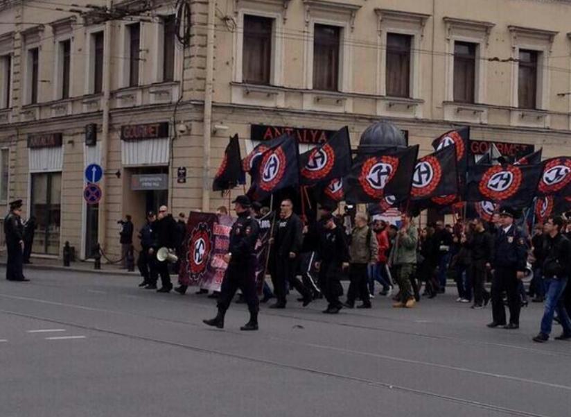 Russian National Socialists marching in St. Petersburg on 1 May 2014. Photo by Radio Svoboda