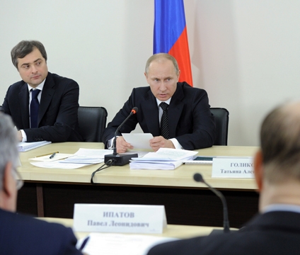 Putin and Surkov, 2012-02-15, Source: premier.gov.ru. via Wikimedia