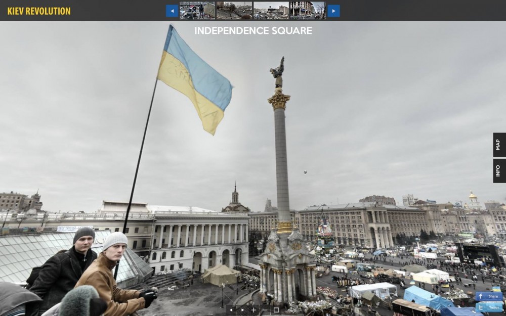 One year anniversary of Euromaidan revolution, a 360 degree Virtual Reality tour of Maidan is launched on Google Play ~~