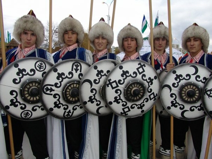 Bashkir boys in national costumes