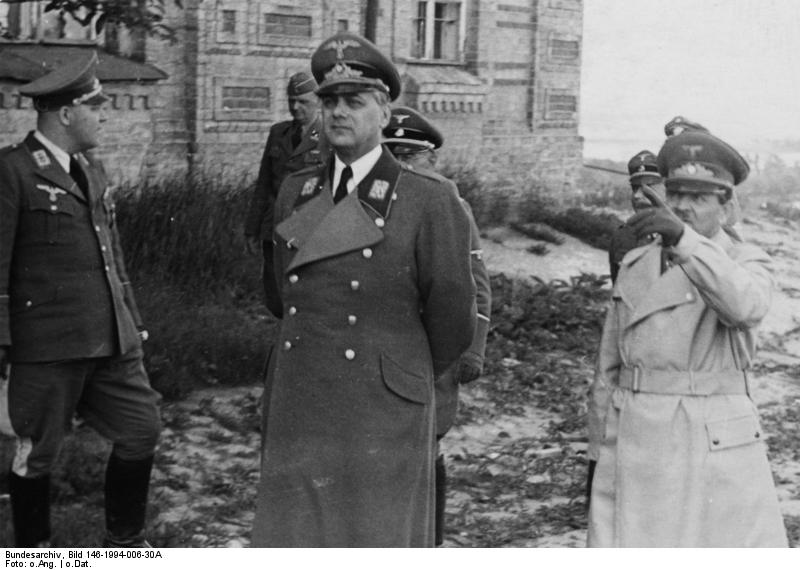 Erich Koch (right) and Alfred Rosenberg (center) in Kiev, Reichskommissariat Ukraine