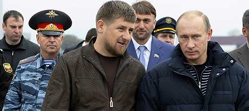 Putin listens to Chechen regional President Ramzan Kadyrov in Grozny, Chechnya, Thursday, Oct. 16, 2008. (Image: AP Photo/RIA-Novosti, Alexei Nikolsky)