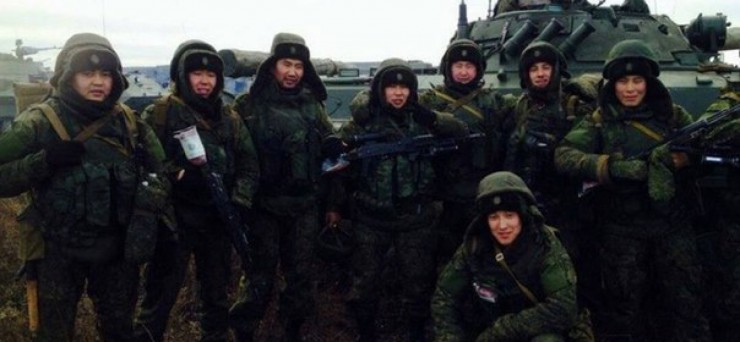 Ethnic Buryat soldiers of Russia's 5th Separate Tank Brigade of the 36th Army of the Eastern Military District, which fought at the Battle of Debaltseve (January-February 2015) Image: InformNapalm