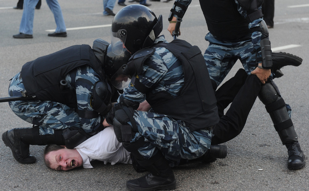 Russian police breaking up a peaceful demonstration in Moscow, 2012 (Image: social media)