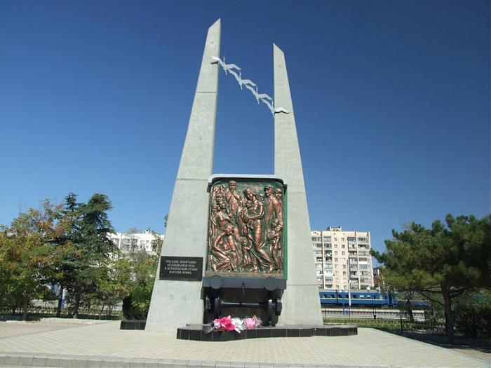 Memorial to the victims of Stalin's deportation of the Crimean peoples in the city of Yevpatoria in Putin-occupied Crimea.