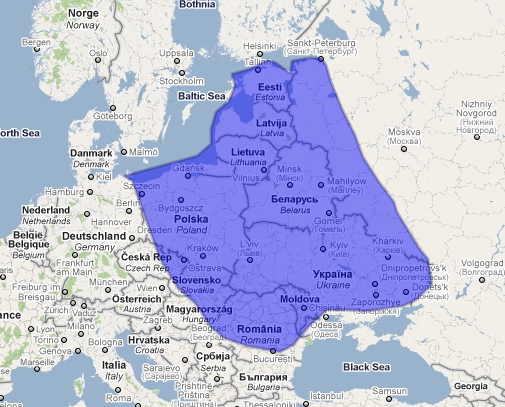 The territory of the Intermarium roughly matches "the bloodlands" as defined by Timothy Snyder in his book "Bloodlands: Europe Between Hitler and Stalin (2010)," where 14 million non-combatants were killed as a result of intentional state policy by Hitler's and Stalin's regimes (not military casualties) in the period of 1933 and 1945 (Image: TimothyNunan.com)