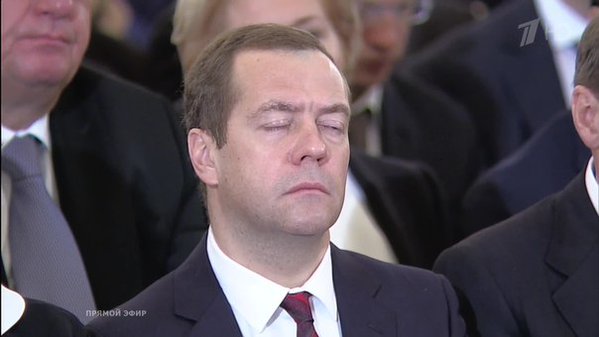 The prime minister of Russia Dmitry Medvedev sleeping during the December 3, 2015 Putin's address to the Russian parliament. (Image: asiarussia.ru)