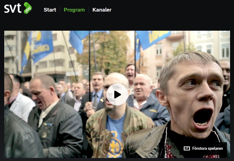 Activists protest broadcast of scandalous “Ukraine – Masks of the Revolution” in Sweden