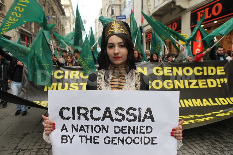 Circassians in Turkey commemorating an anniversary of the Russian genocide of their people in 1864 (Image: worldbulletin.net)