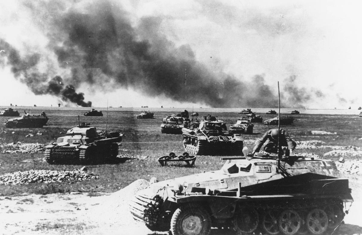 An Sd.Kfz-250 half-track in front of German tank units, as they prepare for an attack, on July 21, 1941, somewhere along the Russian warfront, during the German invasion of the Soviet Union. (Image: AP Photo)
