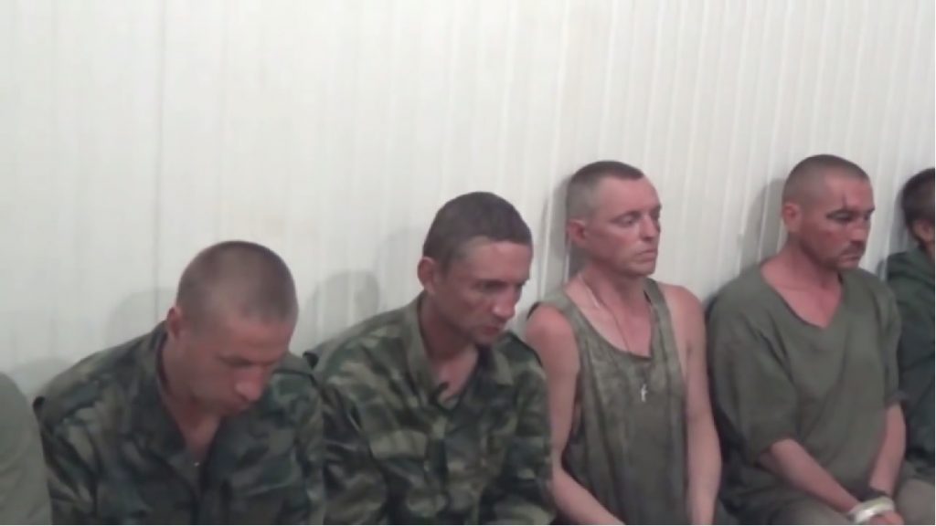 Mercenaries from the 9th Infantry Regiment of Russia's hybrid military force in the Donbas captured in firefight on June 27, 2016 being interrogated by the Ukrainian Security Service. They stated that they were commanded by officers from the regular Russian army and that a mercenary private's monthly pay in their unit is 15000 rubles or about $250 U.S. dollars. (Image: video screen capture)