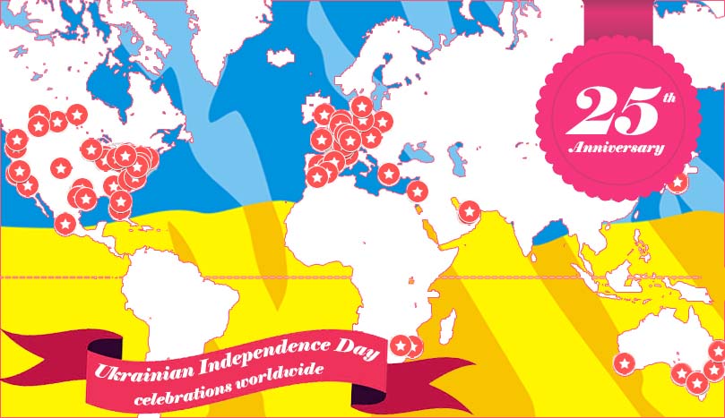Interactive map of celebrations of Ukraine’s 25th Independence Anniversary worldwide