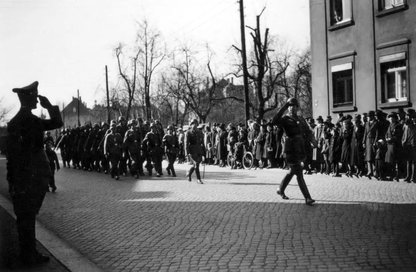 Parade of German occupation troops in Stryj (now in Lviv oblast, Ukraine), September 1939