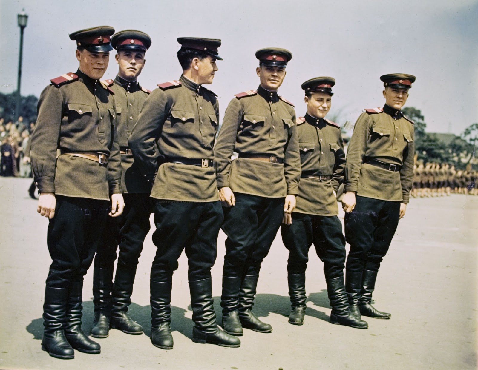 Political officers of the Soviet Red Army ready for the joint Soviet-German parade in occupied Polish city of Brest, Sept. 23, 1939
