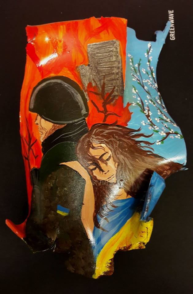 Donbas war refugee turns shrapnel into works of art to raise funds for Ukrainian army ~~