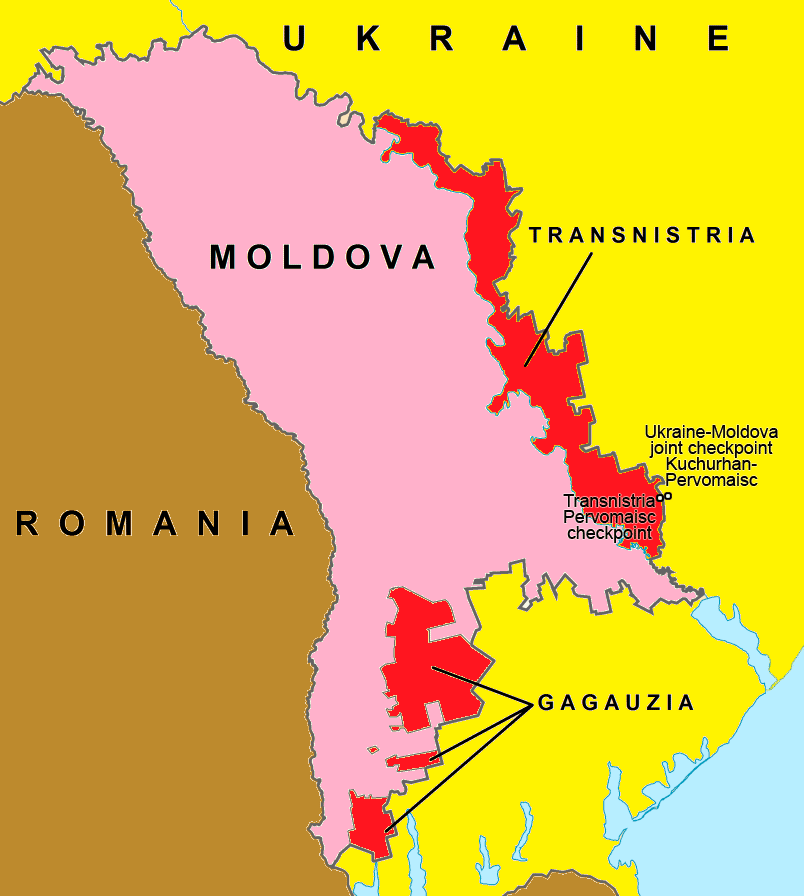 Moldova Transnistria Gagauzia Map With Urkaine And Romania 1 Checkpoint 