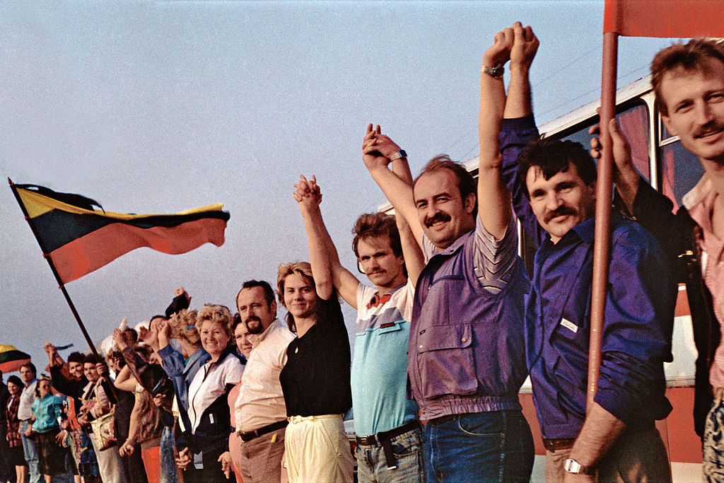 The Baltic Way or Baltic Chain (also Chain of Freedom) was a peaceful political demonstration that occurred on 23 August 1989. Approximately two million people joined their hands to form a human chain spanning 675.5 km (419.7 mi) across the three Baltic states – Estonia, Latvia, and Lithuania, considered at the time to be constituent republics of the Soviet Union. The demonstration originated in "Black Ribbon Day" protests held in the western cities in the 1980s. It marked the 50th anniversary of the Molotov–Ribbentrop Pact between the Soviet Union and Nazi Germany. The pact and its secret protocols divided Eastern Europe into spheres of influence and led to the occupation of the Baltic states in 1940. (Image and caption: Wikipedia)