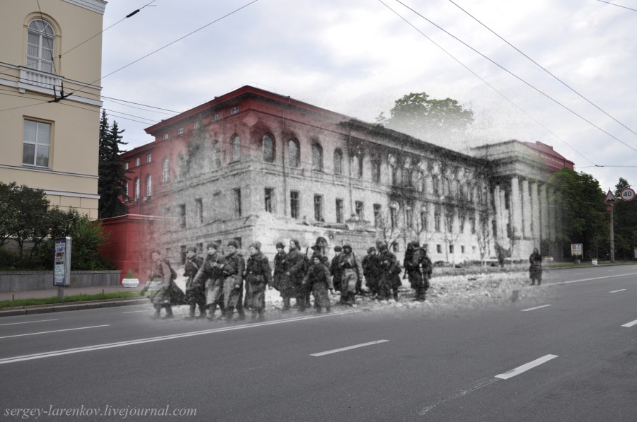 Kyiv during World War II and today: photocollage