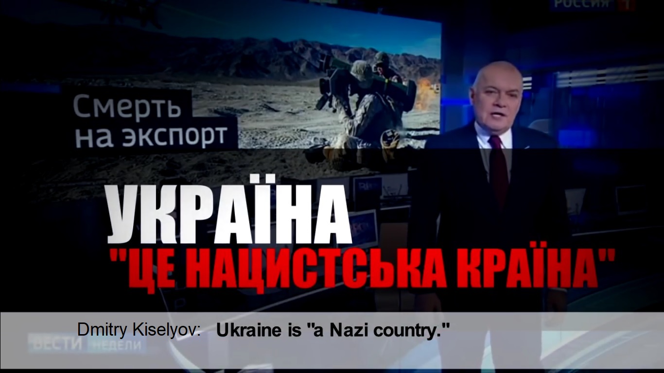 A screen capture from the video presentation of the study by the Ukraine Crisis Media Center named "Image of Ukraine on Russian TV"
