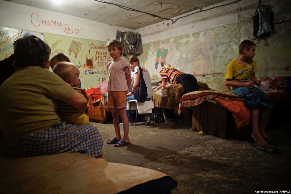 Many locals have taken up quarters in basements. Photo: Radio Liberty
