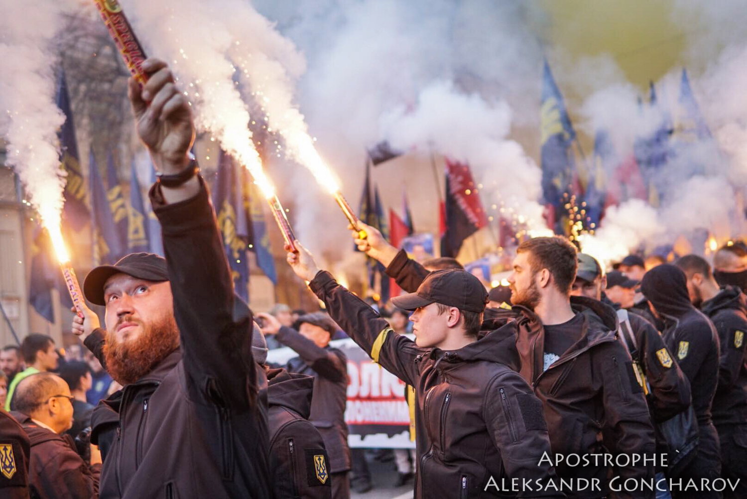 German neo Nazis march with Ukrainian nationalists in UPA march