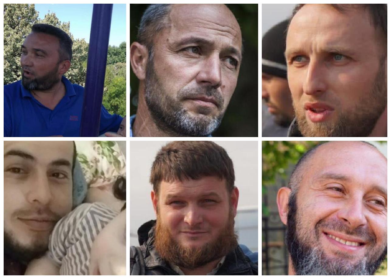 Six of the 23 Crimean Tatars arrested by the Russian special services on 27 March 2019. Collage: Euromaidan Press