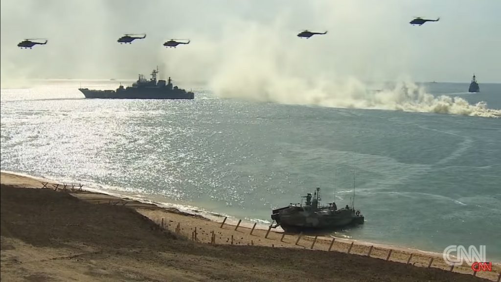 Russian large-scale military drills in occupied Crimea. Fall 2016. Screenshot: CNN