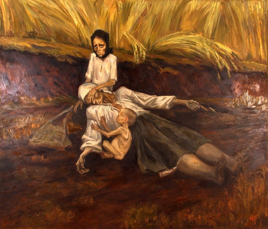 "Mother of 1933," a Holodomor remembrance painting by Nina Marchenko, 2000