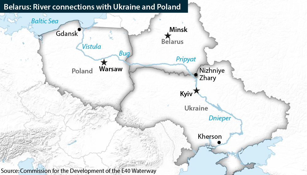 E40 waterway is to go through Poland, Belarus and Ukraine and to connect the Baltic and the Black Seas