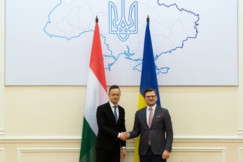 Hungarian Foreign Minister Péter Szijjártó (on the left) and Foreign Minister of Ukraine Dmytro Kuleba. (Photo by Mátyás Borsos/Ministry of Foreign Affairs and Trade of Hungary)
