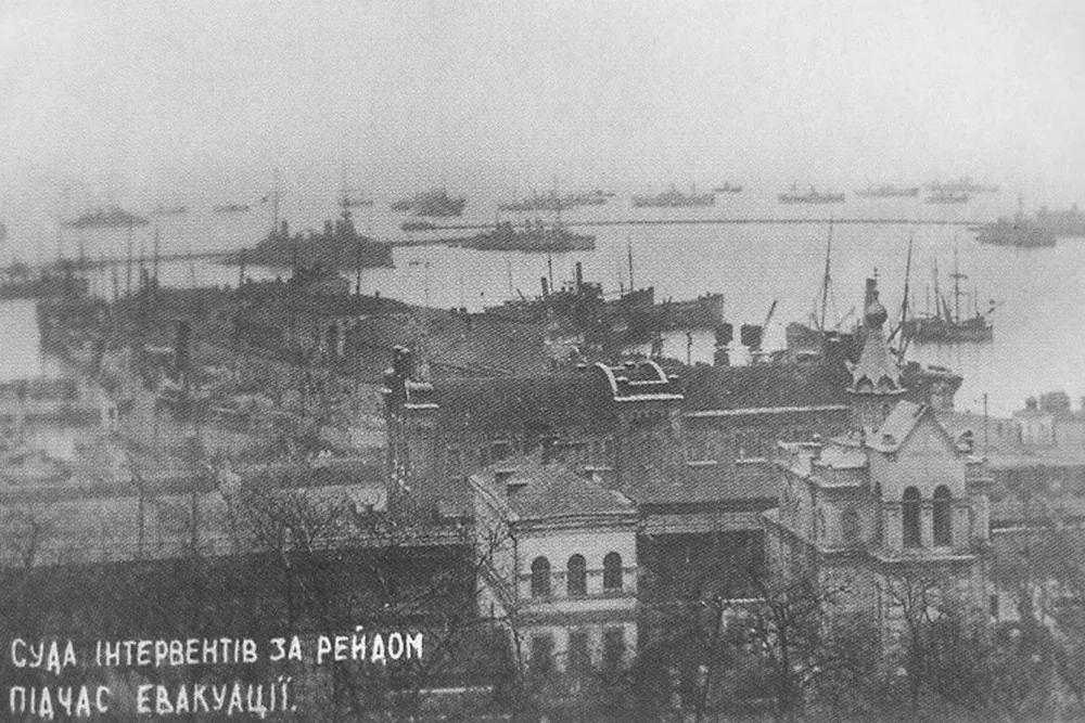 French ships during the evacuation from Odesa, April 1919. Wikimedia ~