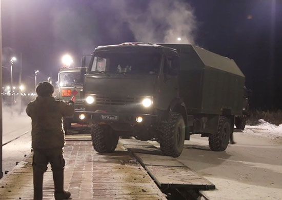Russian echelons with military equipment deploy troops in Belarus in possible preparation for a full-scale invasion of Ukraine.