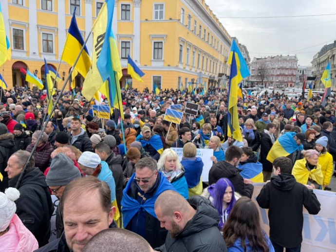 Odesa residents at the March of Unity on 20 February 2022. Photo: Dumaskaya ~