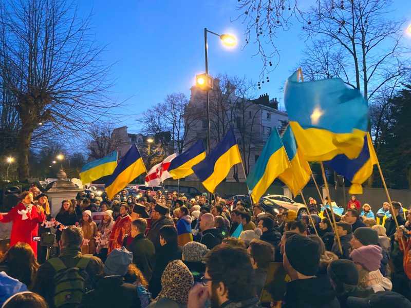 Rally in solidarity with Ukraine. London, UK, 19 February 2022. Photo: Twitter/AlexKokcharov ~