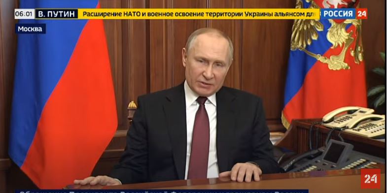 In speech parallel to UNSC meeting, Putin declares war on Ukraine