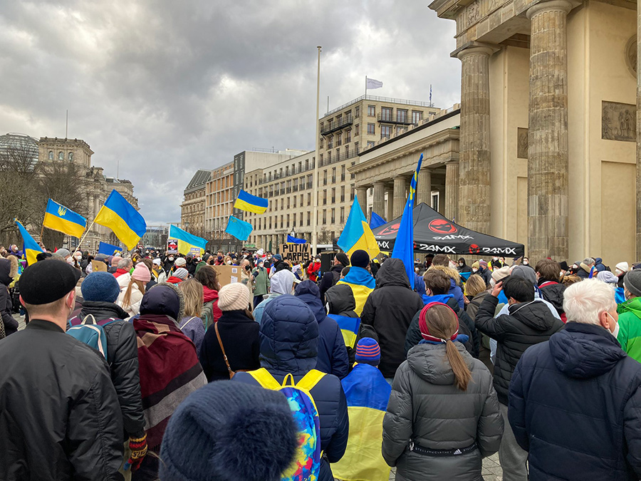 Rally in Berlin, Germany in support of Ukraine. 19 February 2022. Source ~