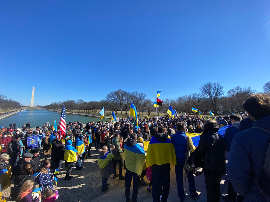 Rally of solidarity with Ukraine, Washington DC, 20 Feb 2022. Source ~