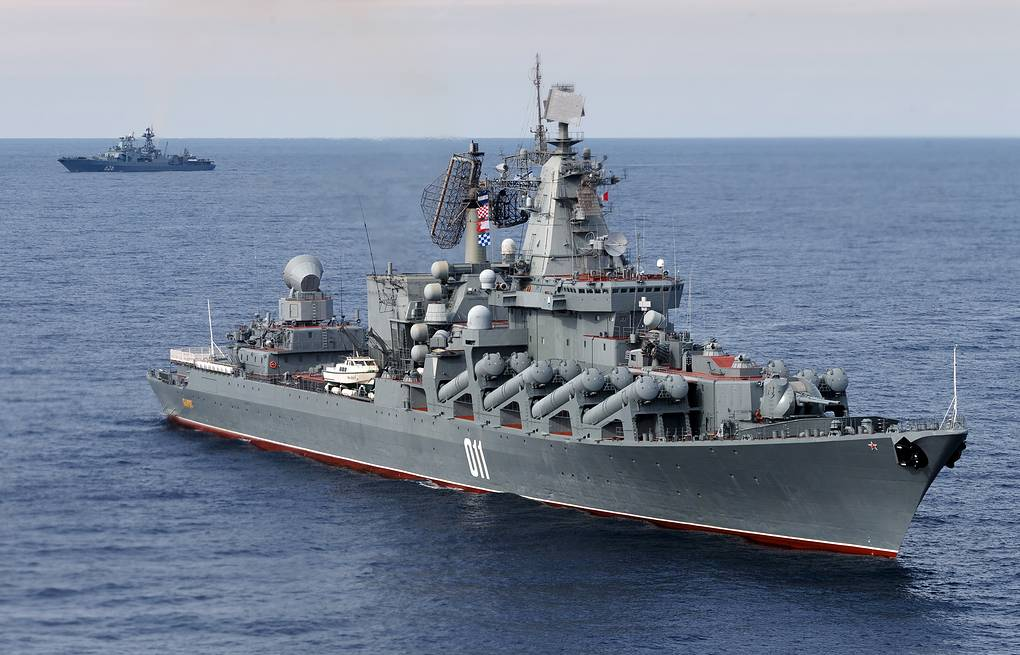 Russian guided-missile cruiser Varyag, the flagship of the Pacific Fleet of the Russian Federation that was announced to arrive in the Mediterranean on 2 February for military drills. Source: TASS ~