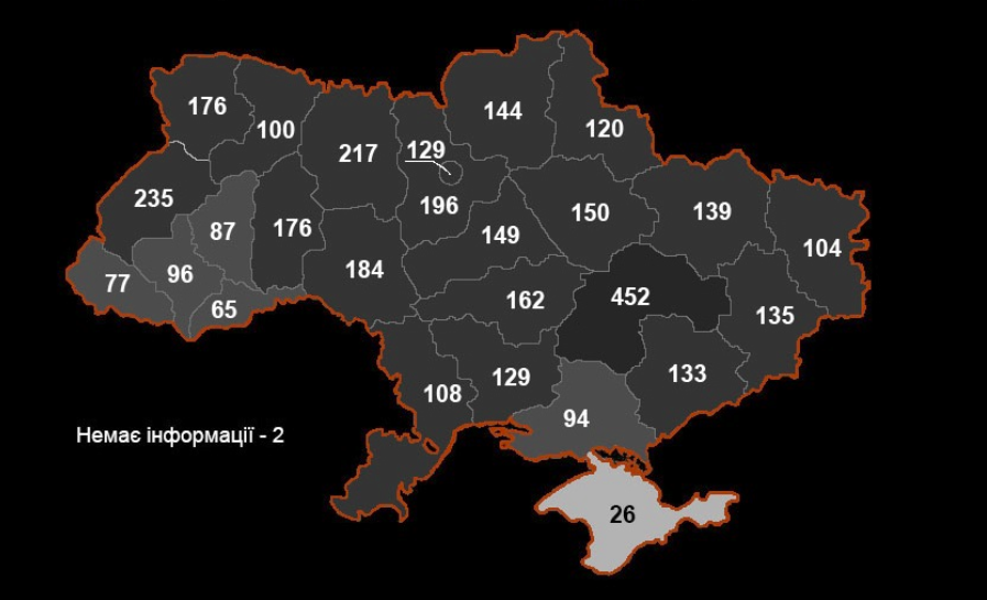 Interactive map showing the number of Ukrainian soldiers killed in the Russian-Ukrainian war from 2014 to 2018 by their region. As seen: people from both Ukrainian (western) and Russian-speaking (eastern) regions equally participated in the war. But the city from which the highest number of Ukrainian defenders came is predominantly Russian-speaking Dnipro (452). Source: Novynarnia ~