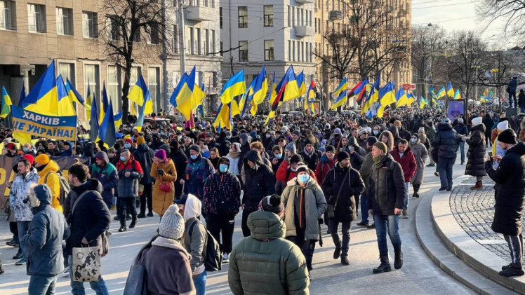 National Unity March in Kharkiv on 5 February 2022. Photo: depo.ua ~