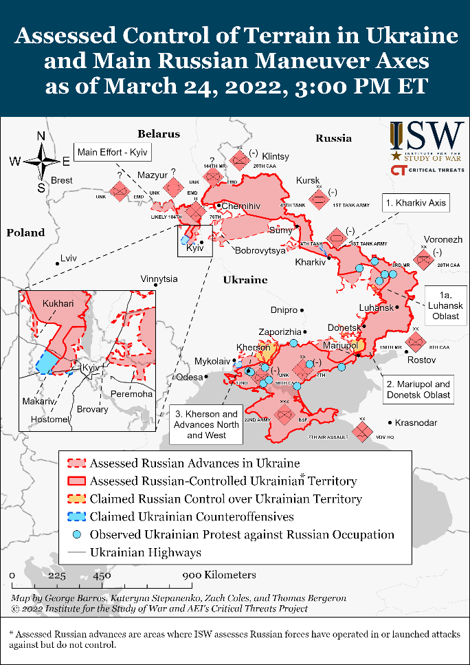 Ukraine sank a Russian landing ship map russia invasion 24 march 2022