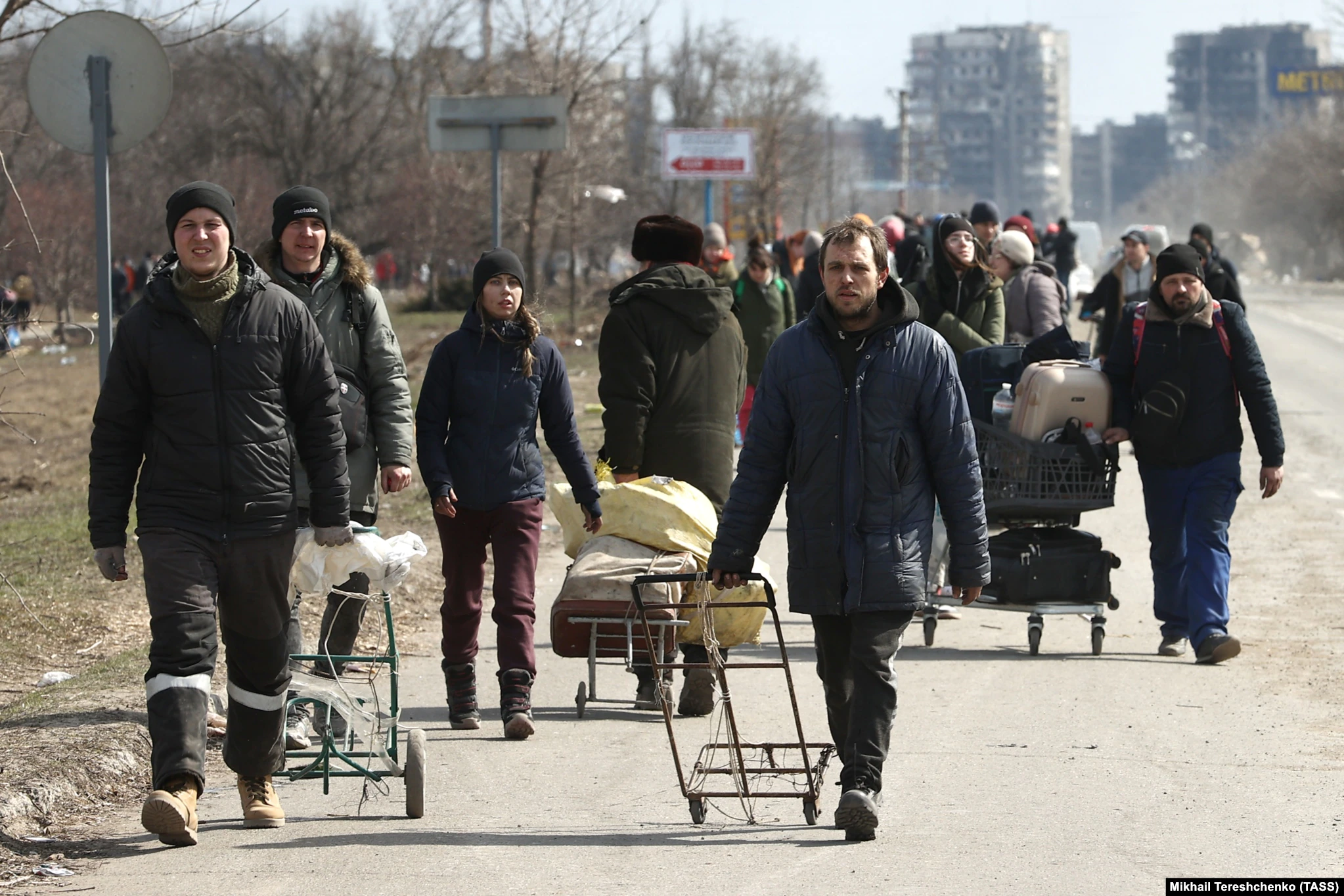 Mariupol residents prepare for an attempt to evacuate the embattled city of Mariupol on foot on March 20. Source ~