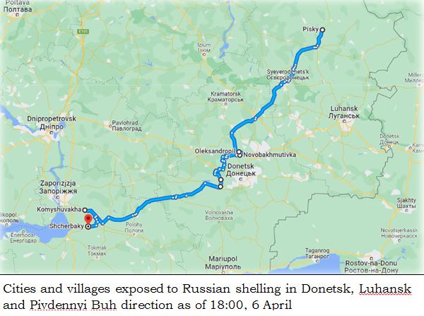 Line of Russian shelling in Donbas