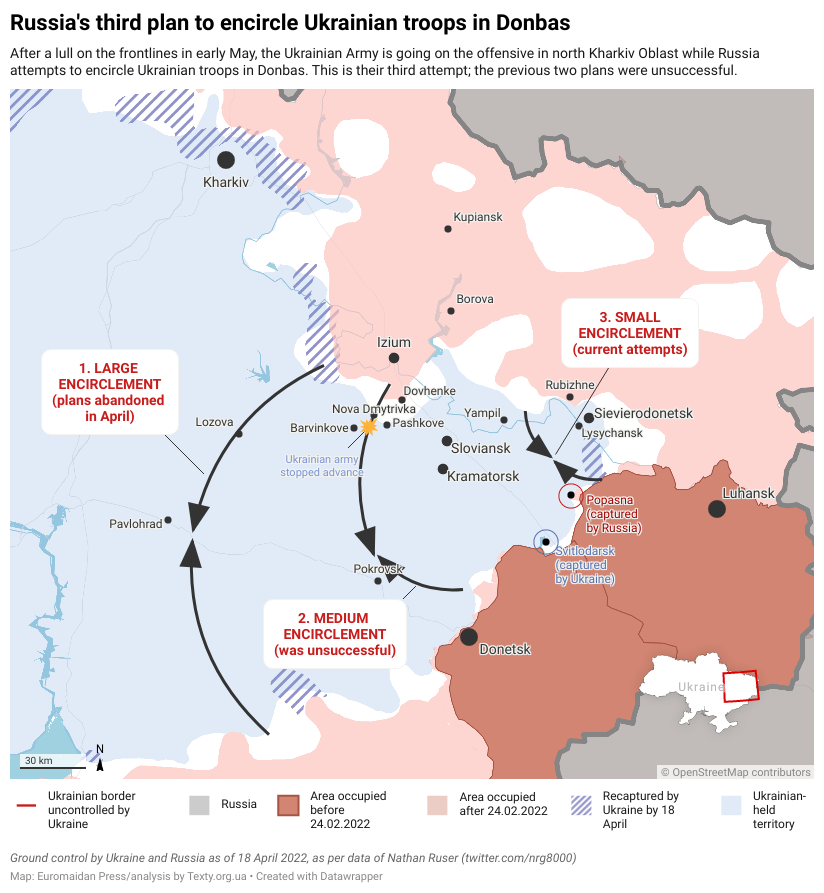 Battle of Donbas: Russian attempt to encircle Ukrainian troops, in maps ~~